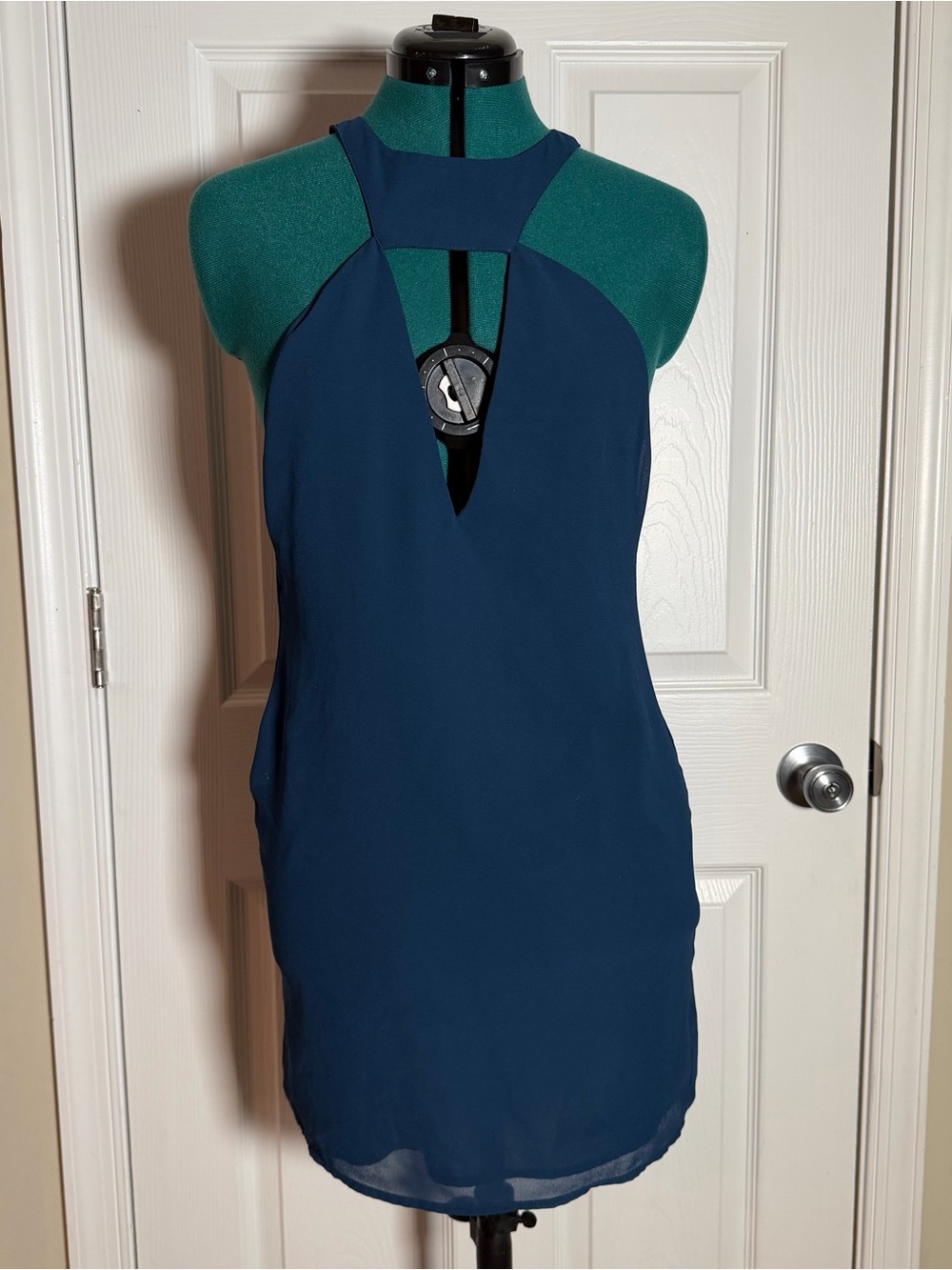 Navy Blue Backless Sexy Mesh Summer Spring Festival Night Out Mini Dress